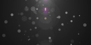 五彩纸屑雪花在黑暗的背景上流动的动画，3D渲染视频圣诞快乐的背景