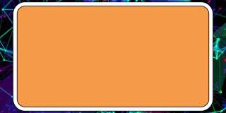 动画橙色面板与两个彩虹条纹移动在发光的网络和灯在黑色