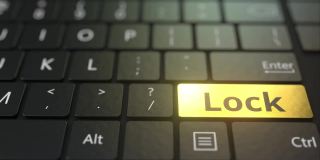 黑色电脑键盘和金色锁键