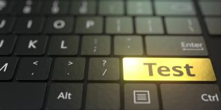 黑色的电脑键盘和金色的测试键