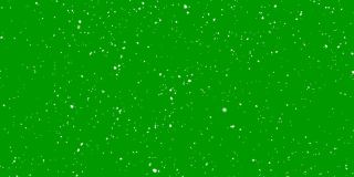 雪花被隔离在绿色上(循环4k + Chroma键)