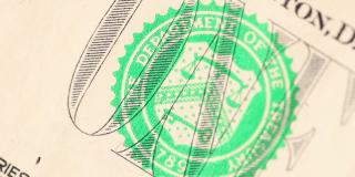 美国财政部在钞票上的印章。