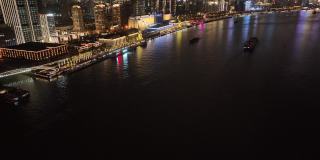 无人机航拍上海黄浦江滨江夜景