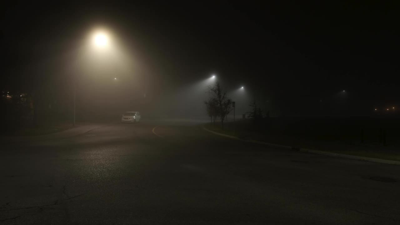 夜晚的街道上，浓雾是唯一的动静