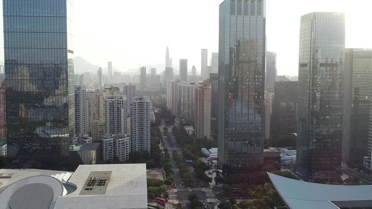 深圳，中国-约2021年:无人机航拍景观在深圳城市，中国