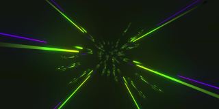 现代粒子抽象隧道，穿越发光变焦创造隧道，现代彩色照明(可循环)