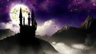 幽灵城堡与蝙蝠高清循环视频素材模板下载
