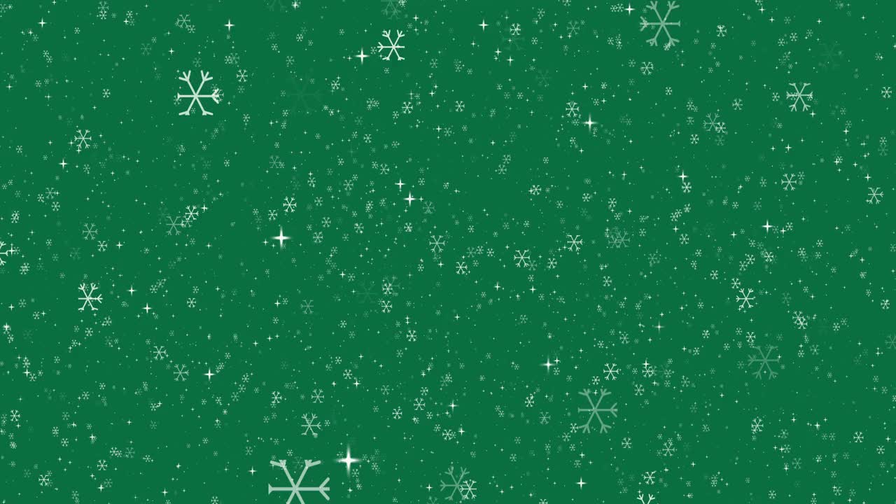 4K雪花动画-圣诞背景，绿色背景
