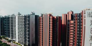 无人机拍摄的香港白石角拥挤公寓楼