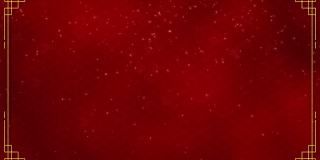 闪烁的星星落下与金色的框架在暗红色的背景为中国新年节日无缝循环视频