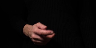 一只手在黑色的背景上显示fico, fig手势