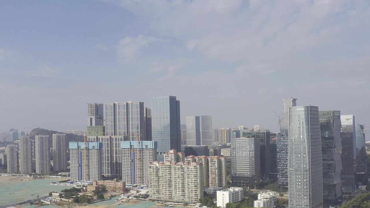 现代城市高端写字楼航拍视频
