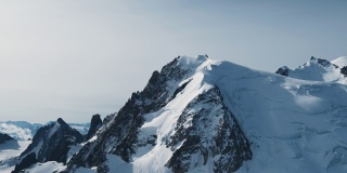 勃朗峰全景。被冰山和雪覆盖的尖峰