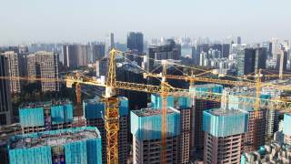杭州建筑工地鸟瞰图视频素材模板下载