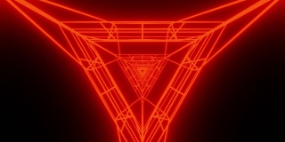 红色地狱霓虹灯三角运动隧道背景VJ循环