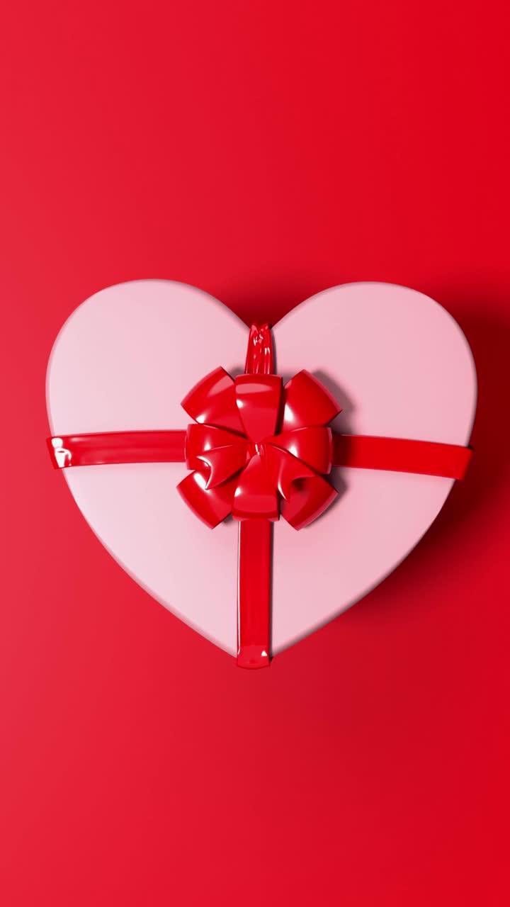 环准备好爱是来自一个心形白色礼盒与红色丝带在红色环准备文件在4K分辨率