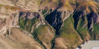 中国新疆大峡谷鸟瞰图。