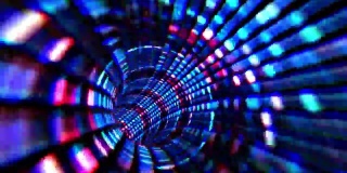 摘要魔术闪烁的蓝红色发光飞行线的运动和照明光在隧道中的数字效果。未来的霓虹灯背景，紫外线发光线，激光，光速。4 k 3 d无缝