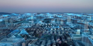 现代城市具有无线网络连接的概念