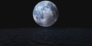 抽象的月亮从海洋深处升起。