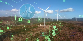风力发电厂和技术。智能电网。可再生能源。可持续的资源。