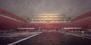 北京雪夜下的紫禁城