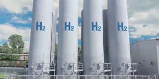 可再生氢能源生产——清洁电力用氢气。鸟瞰图