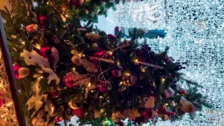 圣诞树在街上装饰新年。俄罗斯莫斯科，2021年12月19日视频素材模板下载