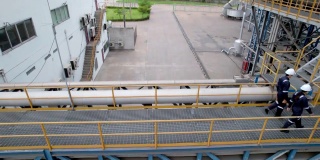 鸟瞰图生物质发电厂工厂。