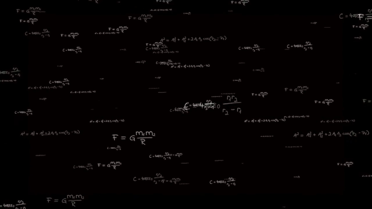 数学公式和方程式飞向摄像机。数学认知过程。抽象认知过程概念。无缝循环