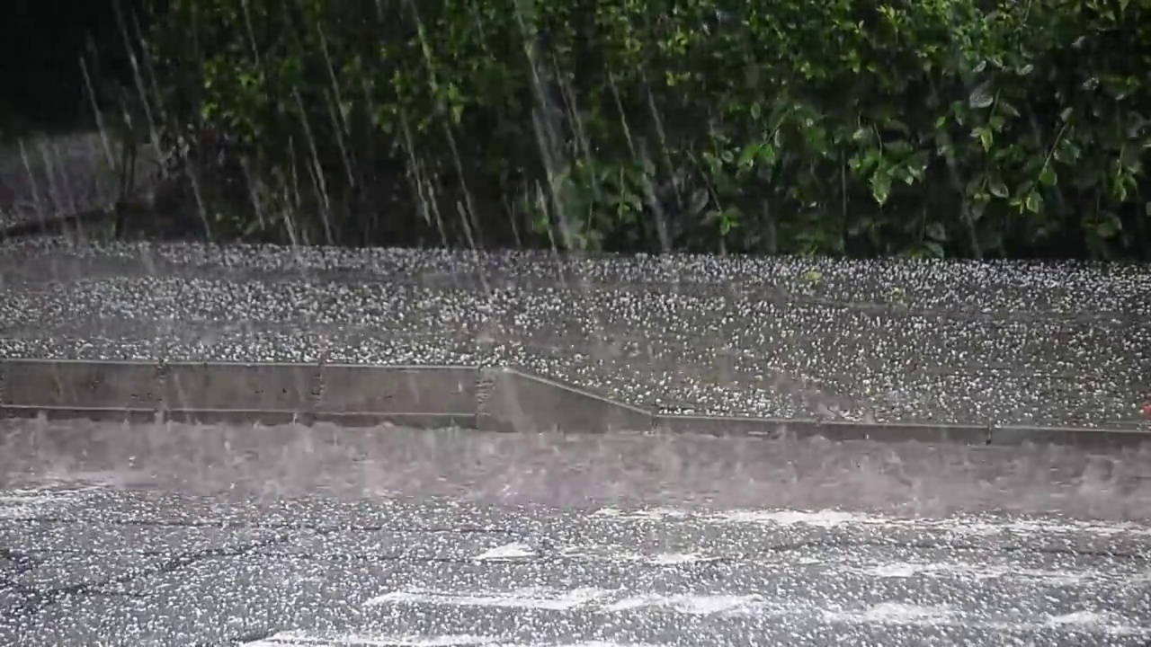 雨雪淋在铺好的路上