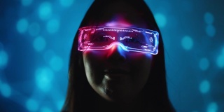 女商人在Metaverse中使用VR眼镜