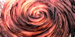 黑色和红色的旋涡，无缝循环。运动。美丽的旋转龙卷风表面有波纹。