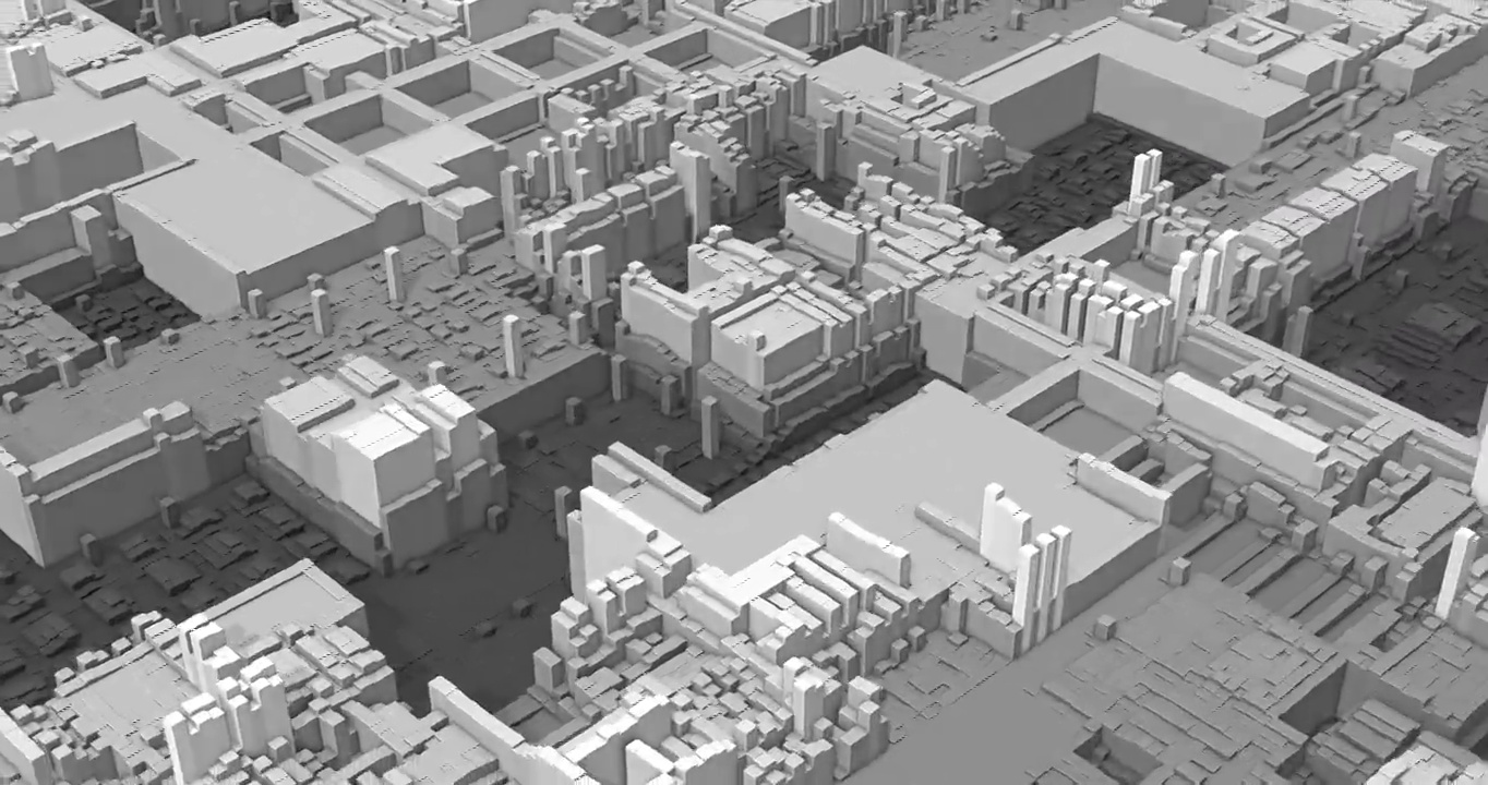 成长中的3D城市动画。建筑行业。