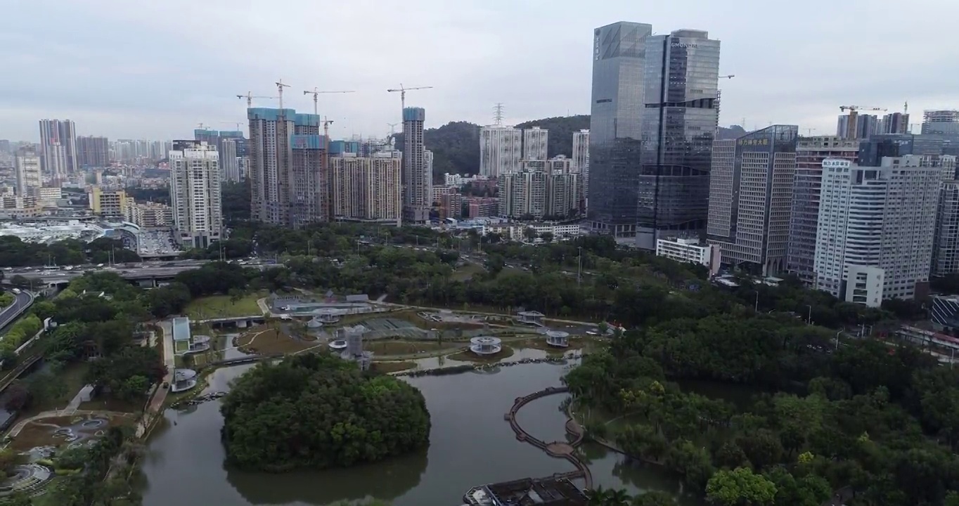 中国深圳-大约2021年:中国深圳的无人机航拍景观