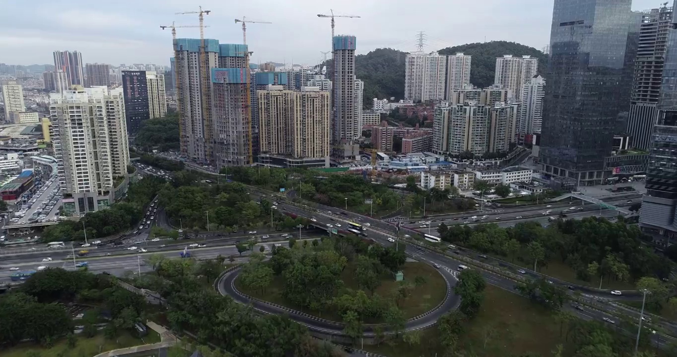 中国深圳-大约2021年:中国深圳的无人机航拍景观