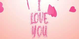 Falling Pink Hearts With I Love You Text On Romantic Background - Valentine's Day动画
