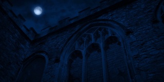 月光下教堂建筑的一角