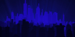 夜间数字城市摩天大楼的可视化