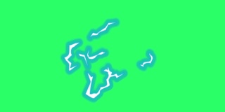 绿色背景上的电力隔离的动画北极光形状。