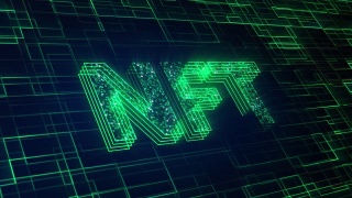 NFT，不可替代的令牌，数字艺术，比特币区块链加密货币概念，未来创新背景动画，采矿，Eterium, Altcoin，数字技术，网络显示，背景，加密艺术，艺术家视频素材模板下载