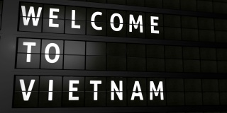 越南的国旗在机场的布告栏上飘扬