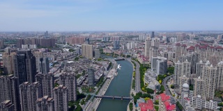 航拍天津城市风景全景图