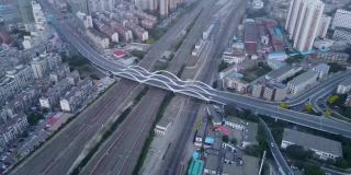 天津市区道路交通航拍图