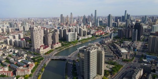 天津金融中心现代建筑景观航拍