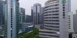 航拍苏州城市建筑景观天际线