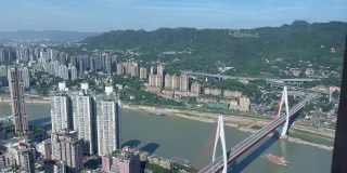 航拍重庆两江市建筑景观天际线