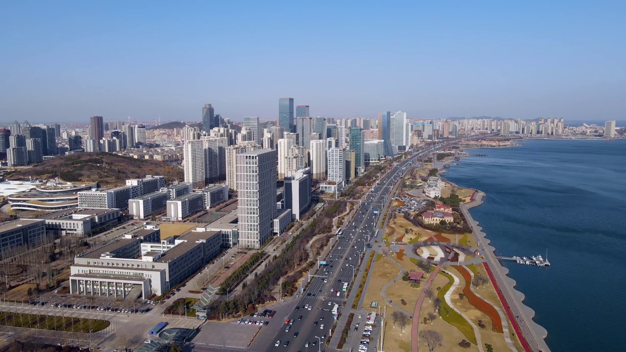 青岛西海岸建筑景观天际线航拍