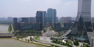 航拍中国成都城市现代建筑景观天际线