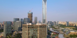 航拍中国苏州城市现代建筑景观天际线